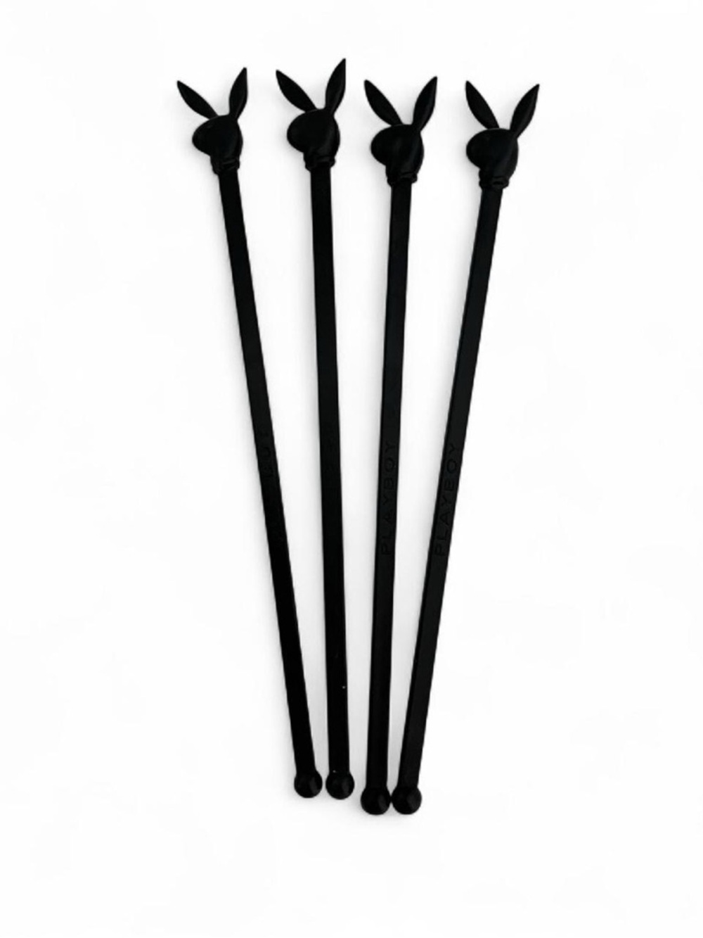 PLAYBOY Vintage Black Bunny Cocktail Stirrers - Set of 4